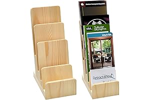 2 Pack 4 Tier Wooden Brochure Holder