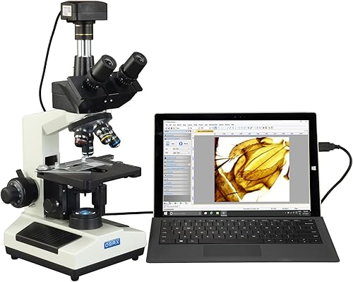 Miniatura 4 de OMAX Microscopio biológico del laboratorio Trinocular LED del compuesto estupendo de la velocidad 5MP USB 3,0 de 40X-2000X