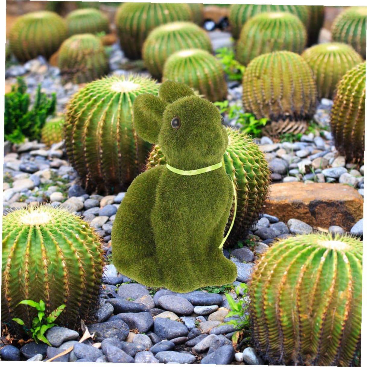 PartyKindom 4 Pezzi Decorazioni Pasquali Coniglietto Floccato Verde in Schiuma e Falso Prato per Casa e Giardino Aspetto Realistico e Creativo