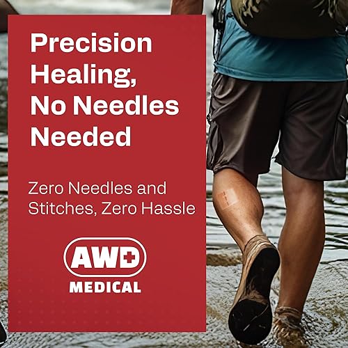 Miniatura 3 de AWD Zip Stitch - Tiras quirúrgicas para cierre de heridas, 2 dispositivos de punto de cremallera, 2 gasas estériles, 2 toallitas con alcohol,