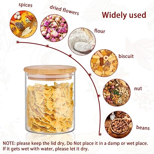 Miniatura 5 de SLifeJars - Tarros de vidrio con tapas de bambú de 16 onzas, 12 tarros de vidrio para almacenamiento de alimentos con etiquetas reescribibles,