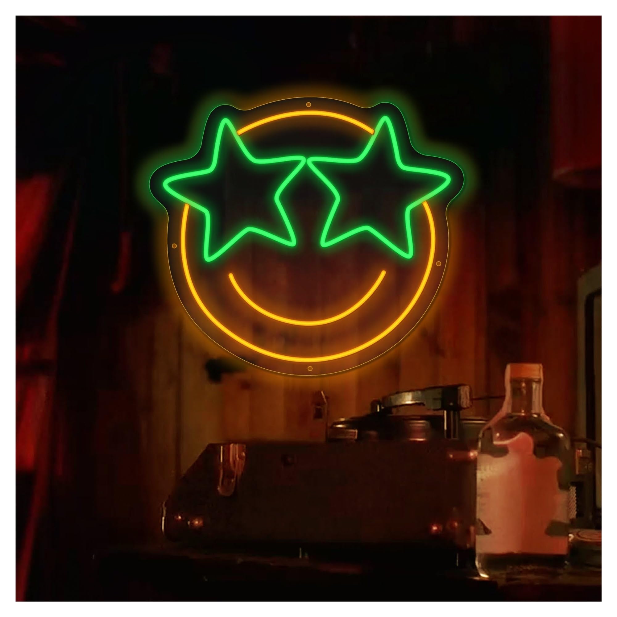 Shouxi A Sign Lamp Smiley Face Neon Sign, Cute, Kids Room Decor, Light For Dorm 34Cmx38cm(A)