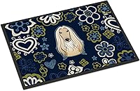 Vista 96 de Caroline's Treasures BB1449JMAT - Tapete de bienvenida de carlino negro, 24 x 36 pulgadas, tapete azul para puerta delantera, para interiores