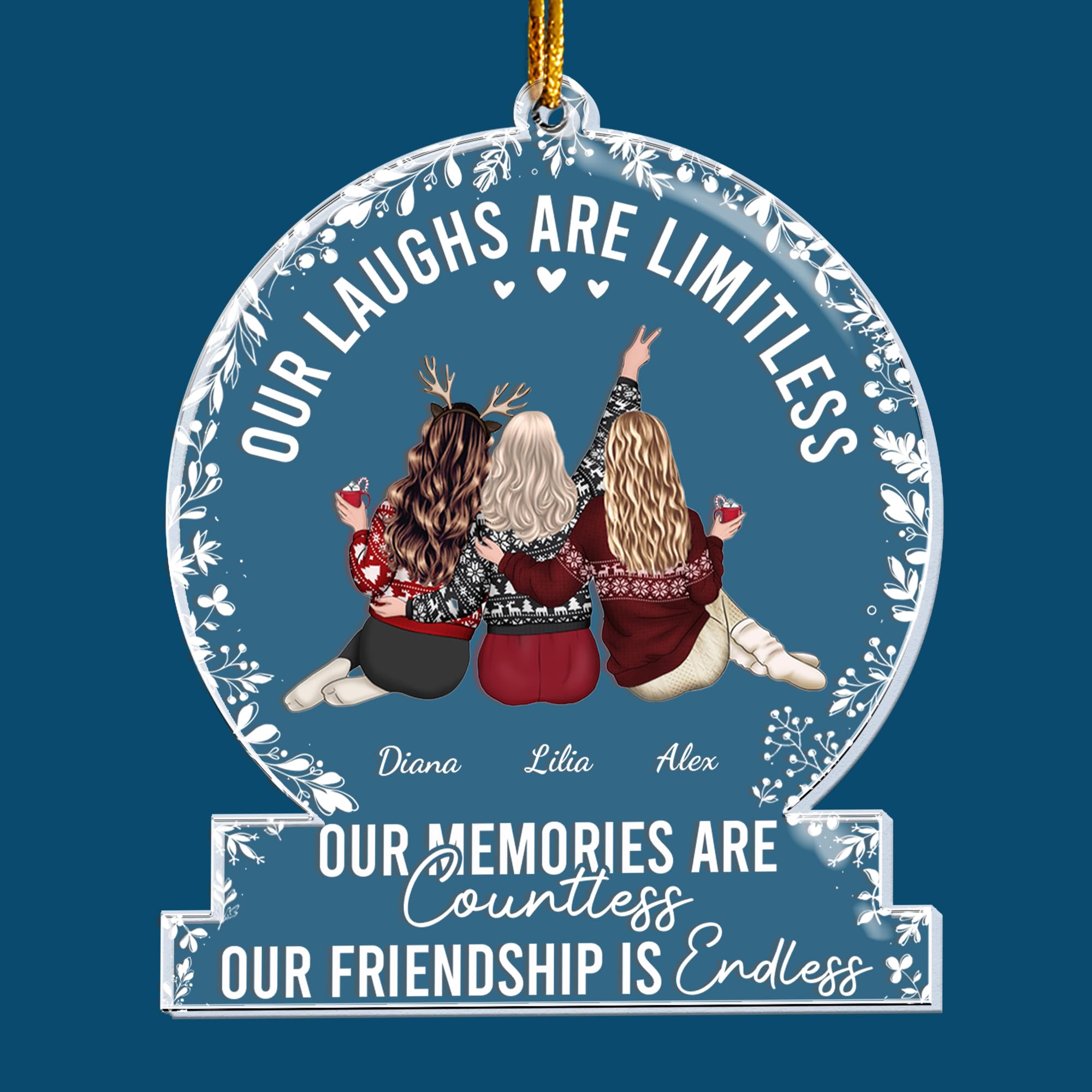 Macorner Personalized Friends Ornament, Our Memories are Countless, Our Friendship is Endless, Best Friend Ornaments for Christmas Tree Decorations Friendship Gifts for Friends Female Women