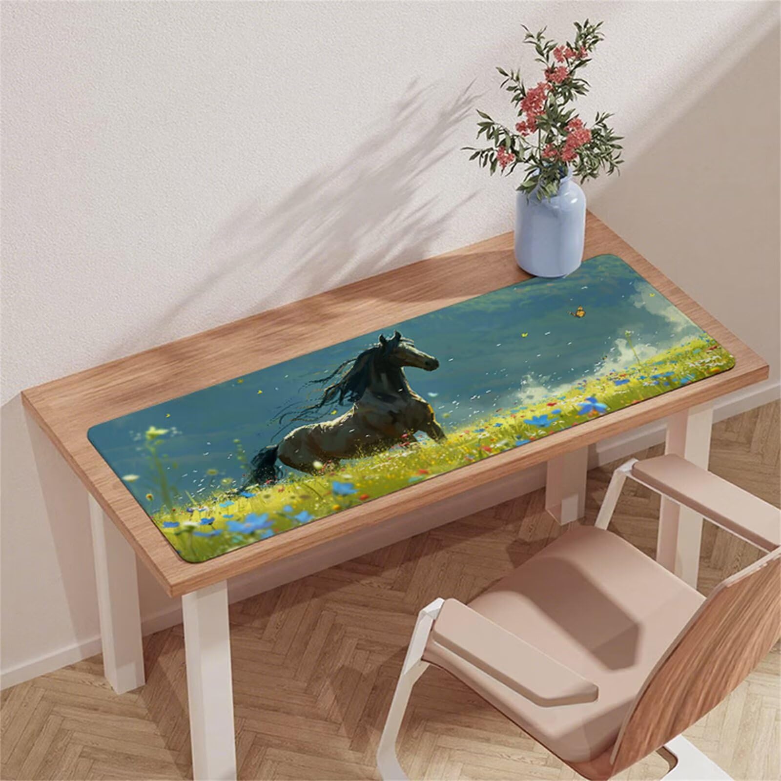 Zielona podkładka pod mysz do gier XXL 1500 x 800 mm podkładka pod mysz pod biurko wodoodporna podkładka pod mysz koń z antypoślizgową gumową podstawą zszyte krawędzie podkładka pod mysz matowa, do