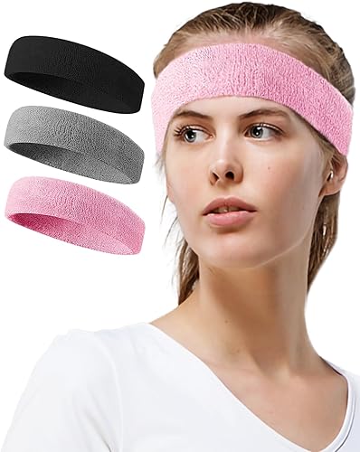 Tanluhu Diademas deportivas para entrenar, hacer ejercicio, tenis, baloncesto, correr, de tela de rizo, de algodón, para exteriores, para hombres y