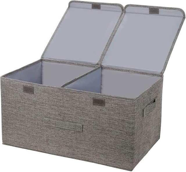 Storage Boxes Collapsible Fabric Large Gray Cube Storage Box with Lid Organizer for Toys Clothing Home Office or More