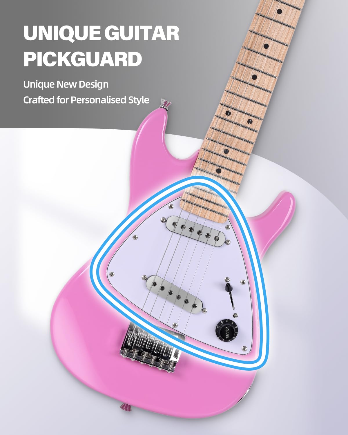 Winzz Kit de Guitare Électrique pour Enfants de 30 pouces, Guitare Électrique Mini Junior 1/4 pour Enfants, Ensemble Complet pour Débutants avec Amplificateur, Couleur Rose Brillant