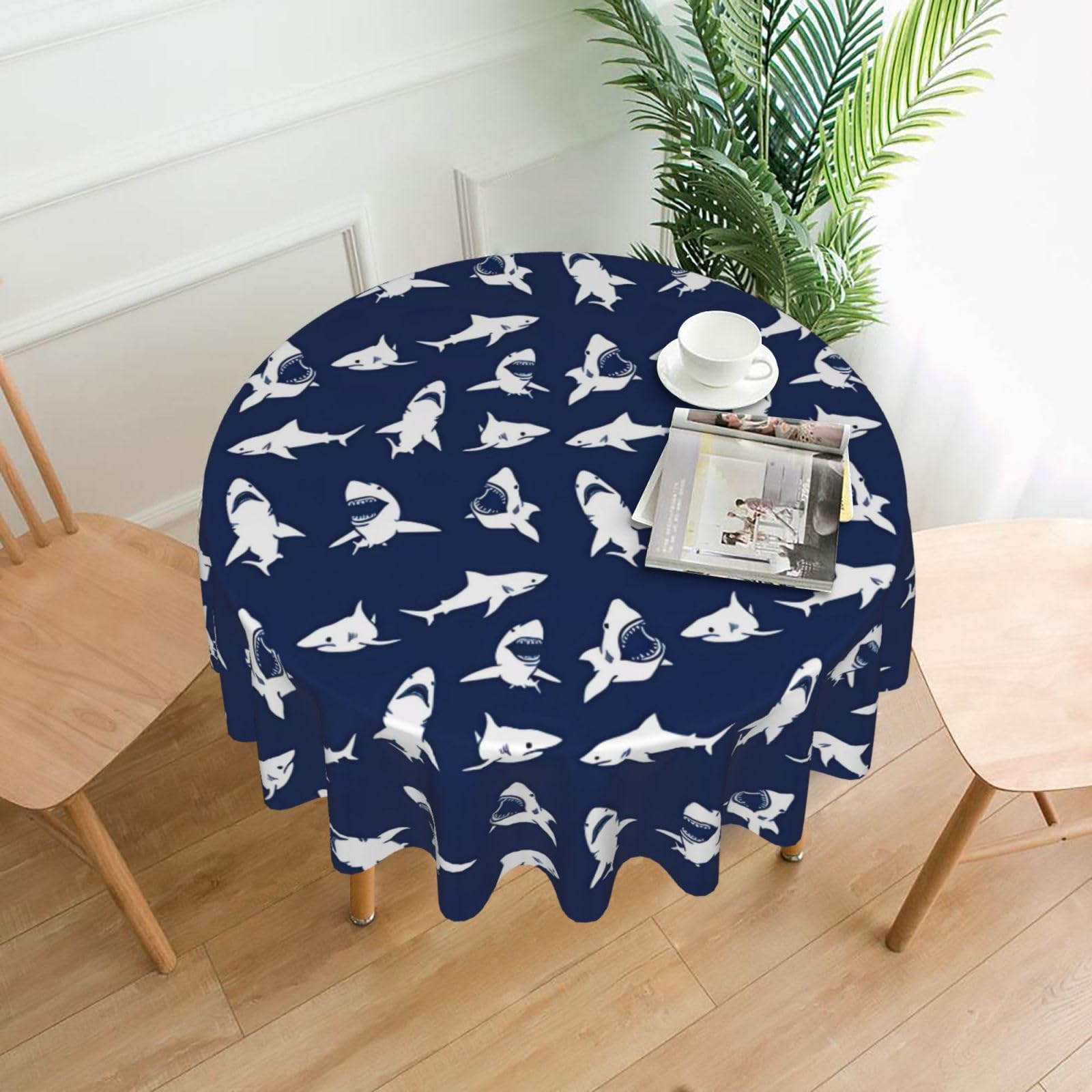 YYHWHJDE Various Sea Fish Pattern Prints Round Decorative Tablecloth 60in - High-Grade Polyester Throw for Elegant Dining & Festive Gatherings