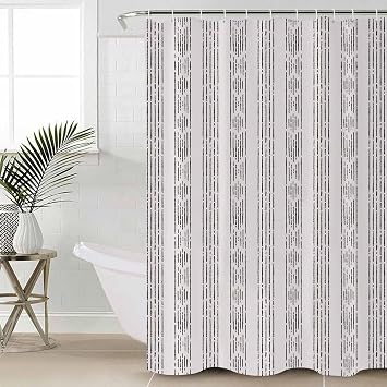 Boho Black Geometric Shower Curtain, Stall Shower Curtains for Bathroom/Bathtub, Modern Abstract Art Striped Waterproof Fabric Shower Curtain Set with 12 Hooks, 54" x 78"