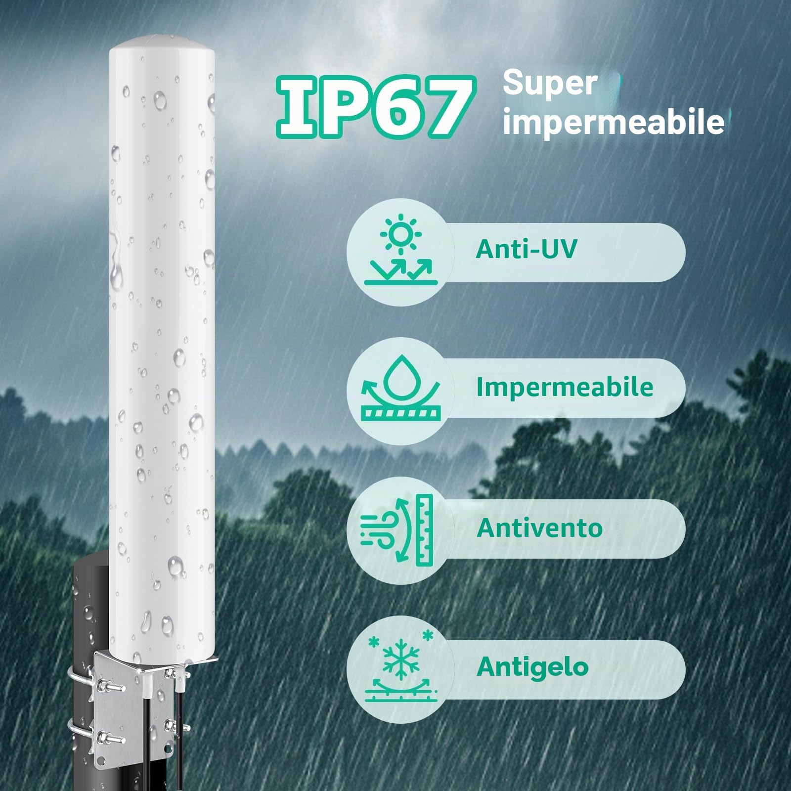 4G LTE 5G Antenna esterna Mimo Omnidirezionale 600-6000 MHz | Spina SMA TS9 adattatore guadagno fino a 5 dBi 2 x 5 metri cavo adatto 5G 3G 4G LTE Router Modem