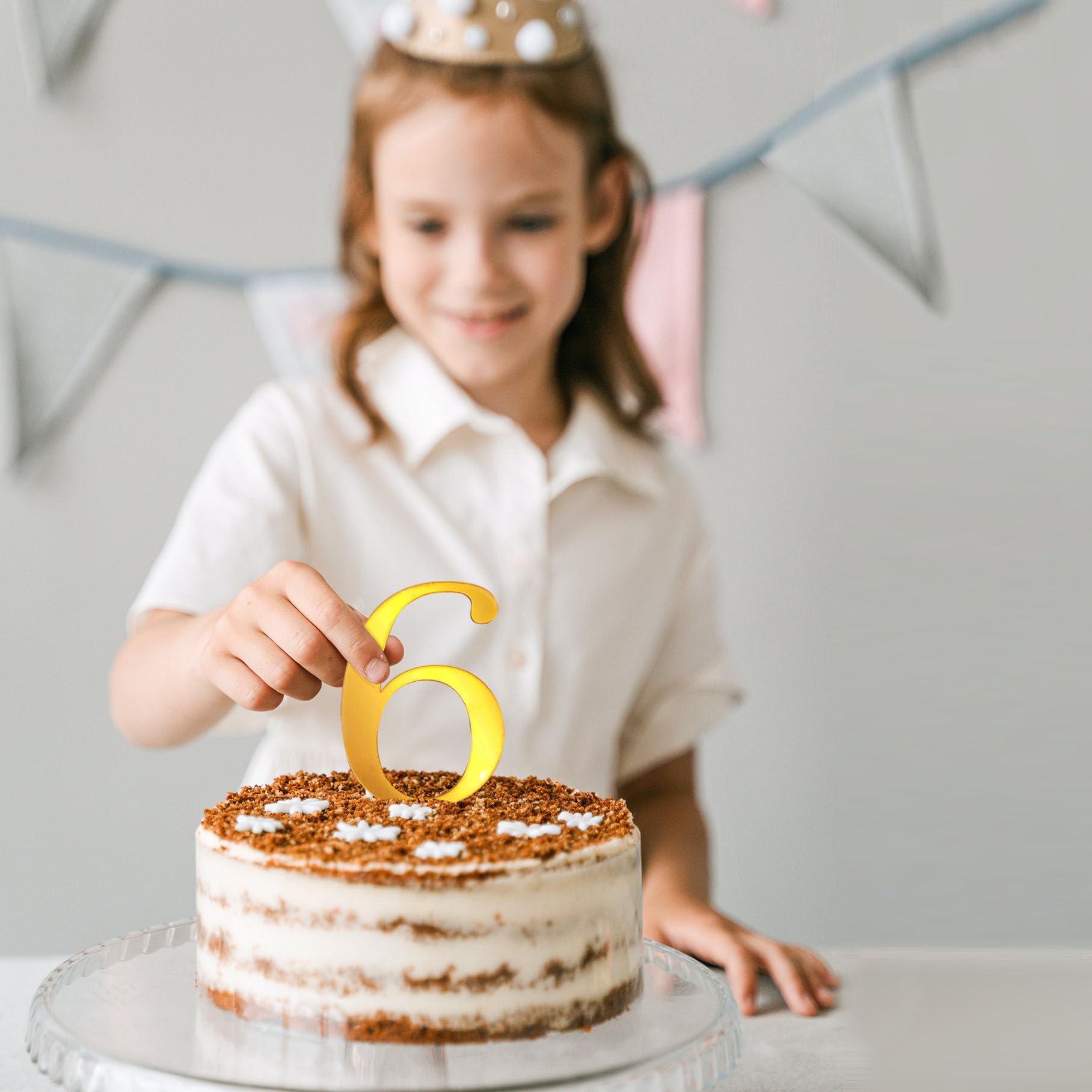 10 Topper Per Torta Numeri 0-9 Con Perle E Strass | Decorazioni Per Compleanno E Anniversario, Colore Bianco, Altezza 36 Cm - 3