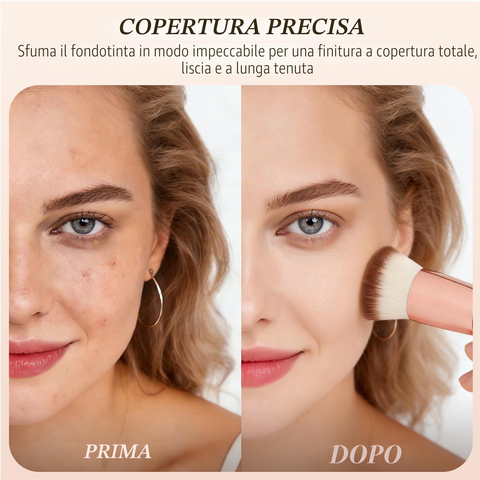 DUcare Pennello Fondotinta Flat Top Pennelli Make Up Kabuki per Fondotinta Liquido per Lucidatura, Puntini, Correttore