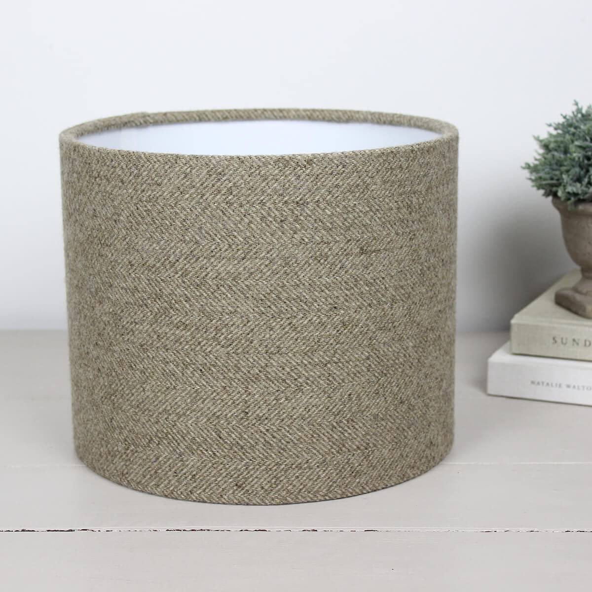 Harrison Cropper Beige Carnegie Stone Herringbone Drum Lampshade (25Cm Diameter Table/Standrad Lamp)