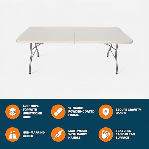 Miniatura 6 de OEF Furnishings Mesa plegable plegable de 6 pies, 30 x 72 pulgadas, gris claro