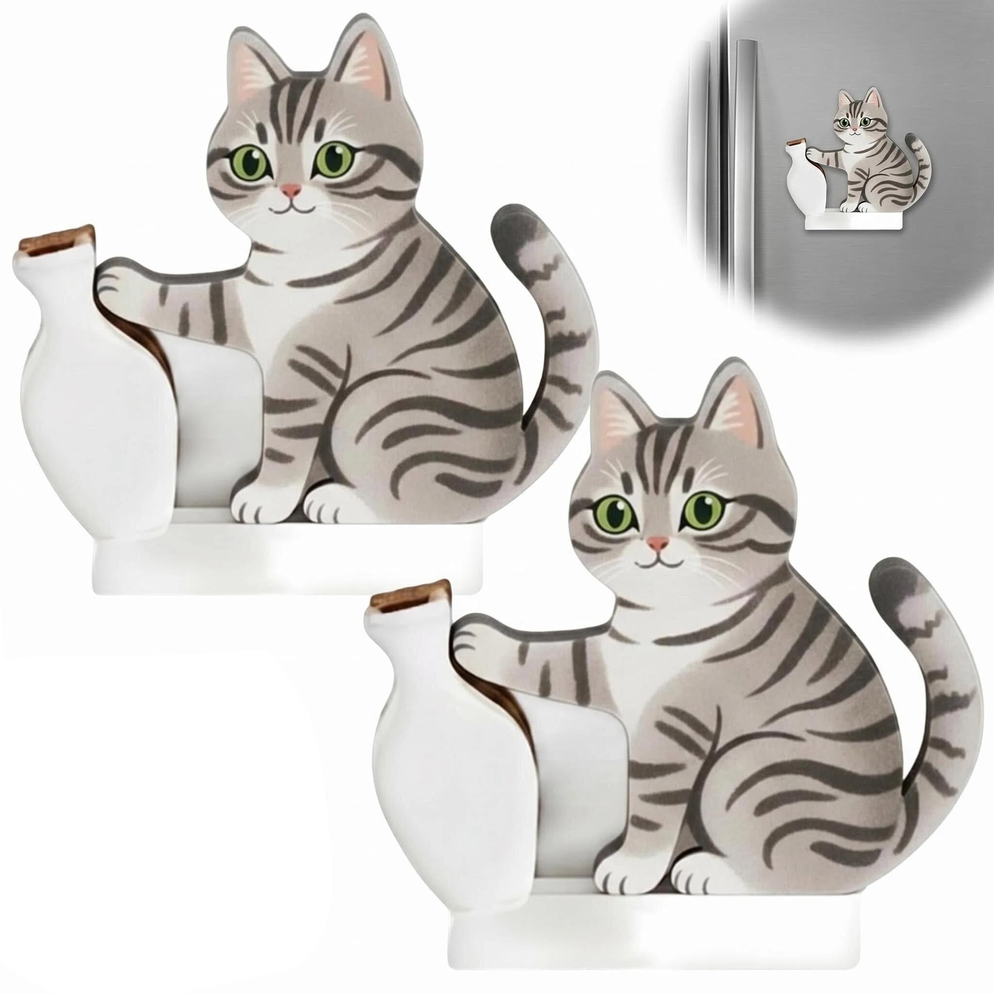 Muiltvoe 2PCS Cat Whisker Vase, Cat Vase Fridge Magnets Cats Whisker Holder Magnetic Acrylic Pet Memorial Decor for Refrigerator Desk and Wall Cats Whisker Keepsake Vases Container for Cats Lovers