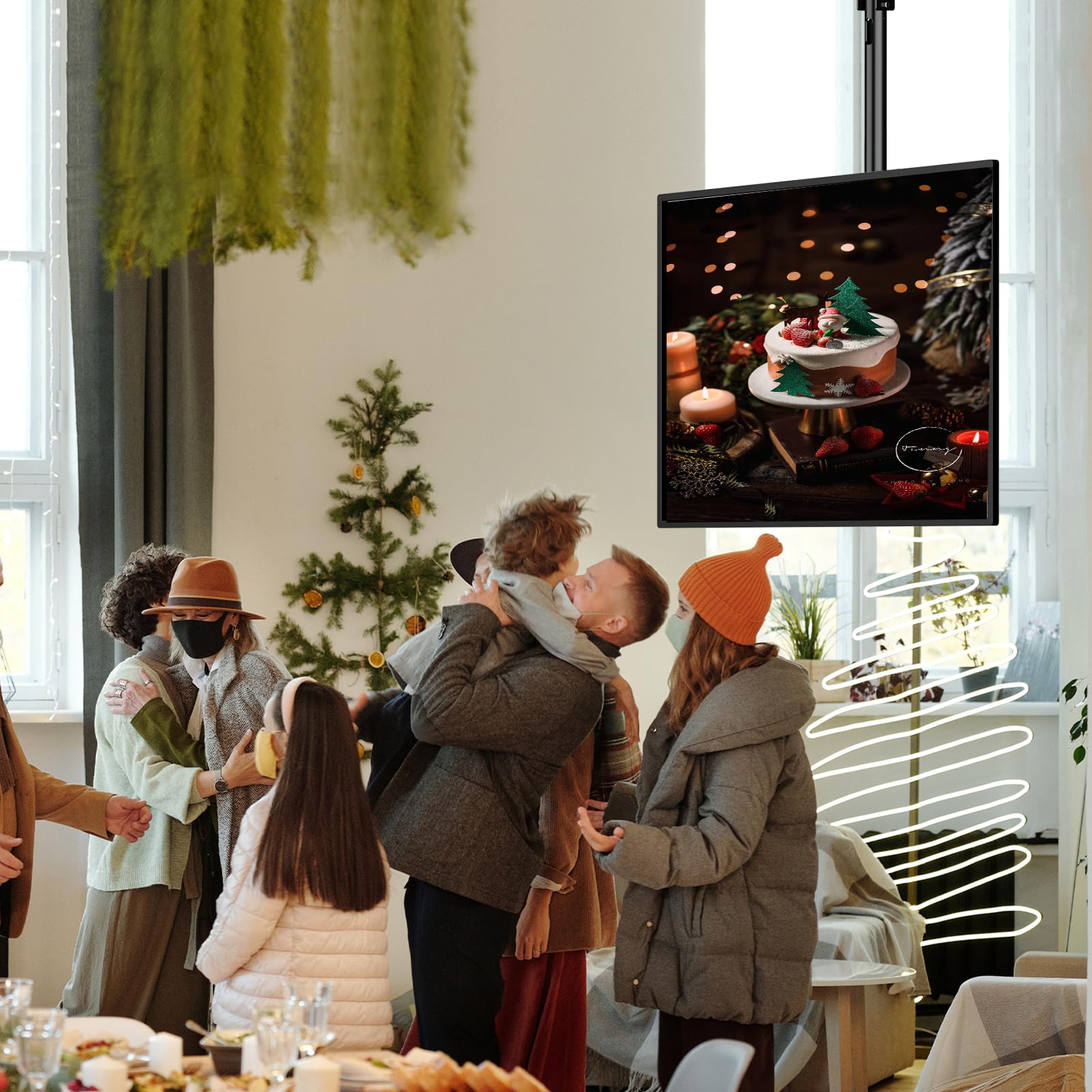 Soporte de techo para TV para visualización plana de 26 a 68 pulgadas, se adapta a la mayoría de televisores LCD LED OLED, montaje en poste de hasta 100 libras, VESA máximo, 400 x 400 mm