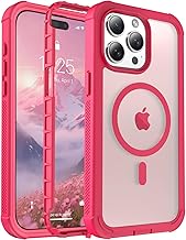 for iPhone 15 Pro case, [Compatible with MagSafe][Military Grade Drop Protection][Heavy Duty Protection][Non-Slip][Shockproof] with 2-Layer Durable Bumper Phone Case 6.1''-Rose