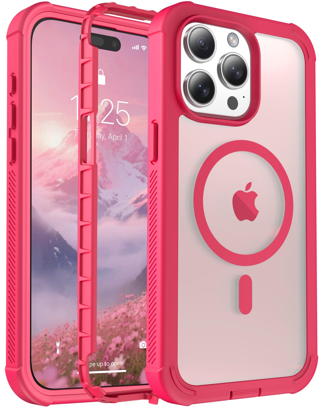 jaroco Magnetic for iPhone 15 Pro Max Case Heavy Duty Protection Rose