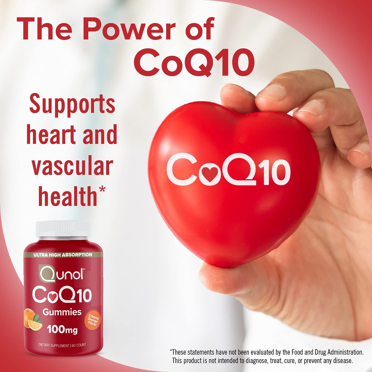 Qunol CoQ10 Gummies, 100 mg, Delicious Gummy Supplements, Helps Support Heart Health, 60 ct 2 Pack, Orange, 120 Count : Everything Else