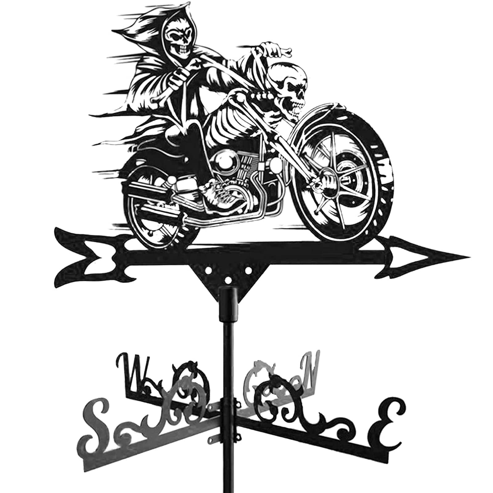 Metal Craft Sensenmann, Motorrad-Wetterfahne, Richtungsanzeige, Wetterfahne, Dachhalterung, Messwerkzeug für Bauernhof, Garten, Terrasse, Hof, Ornament, Dekoration
