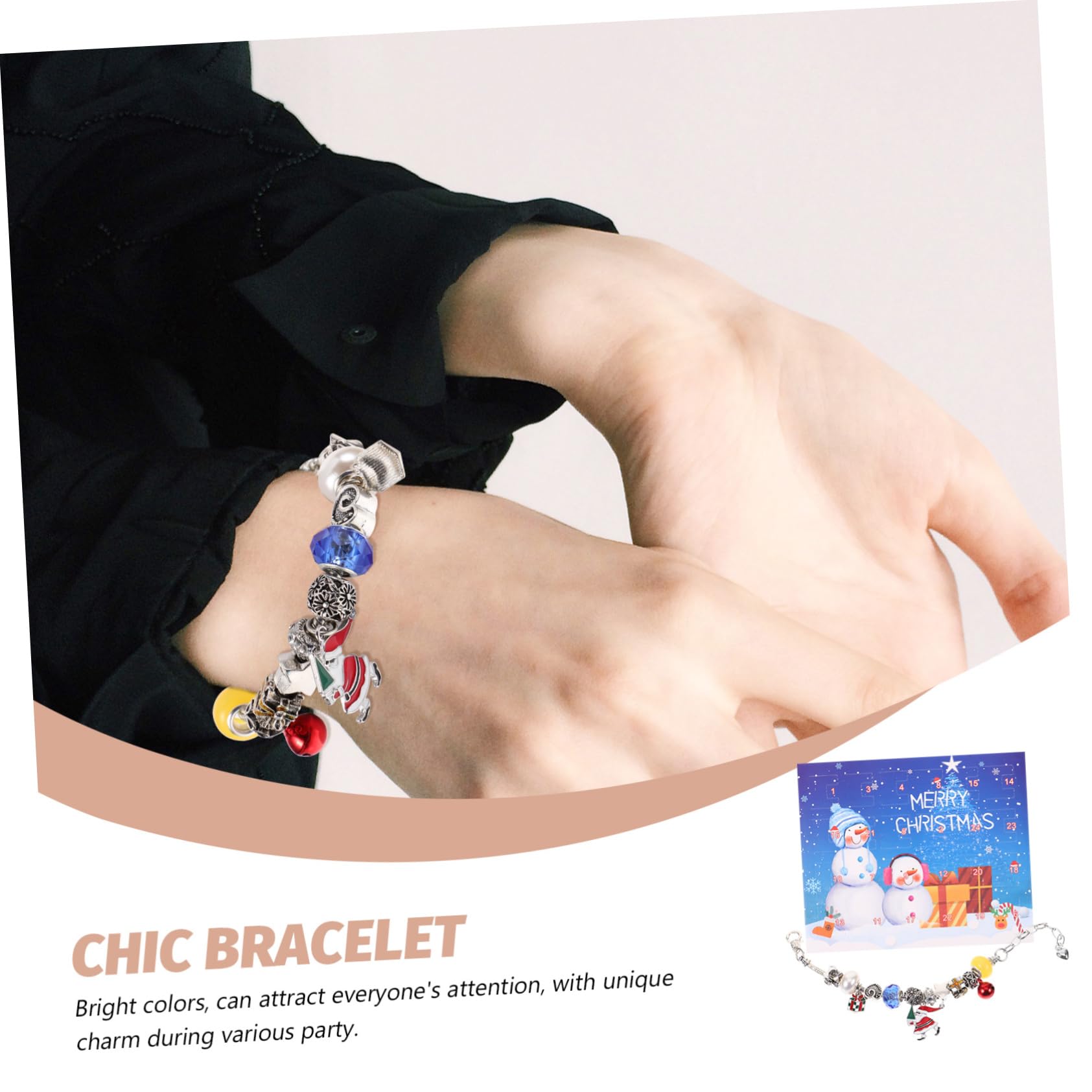 Tofficu 3 Juegos Pulsera navideña christmas ornaments complementos navideños accesorios navideños mini Llavero collar decoración de joyería de muñeca cadena de muñeca elegante aleación