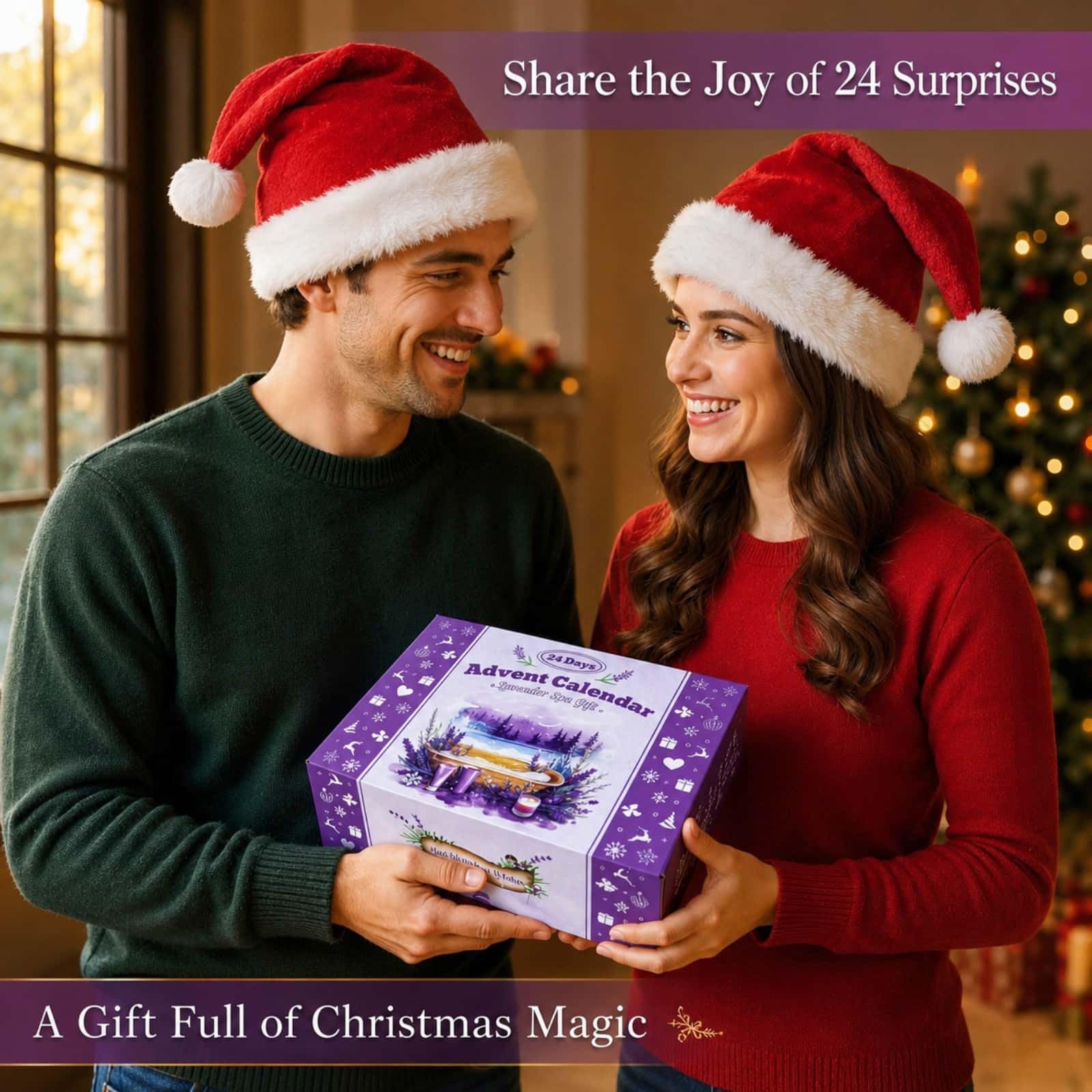 Adventskalender 2025 Erwachsene Frauen - 24 Tage Weihnachten Adventskalender für Mama, Frau, Freundin, Schwester, Sie - Lavendel Spa Geschenke Korb Set Enthält Kaffeetassen, Duftkerze, Badesalz, Seife