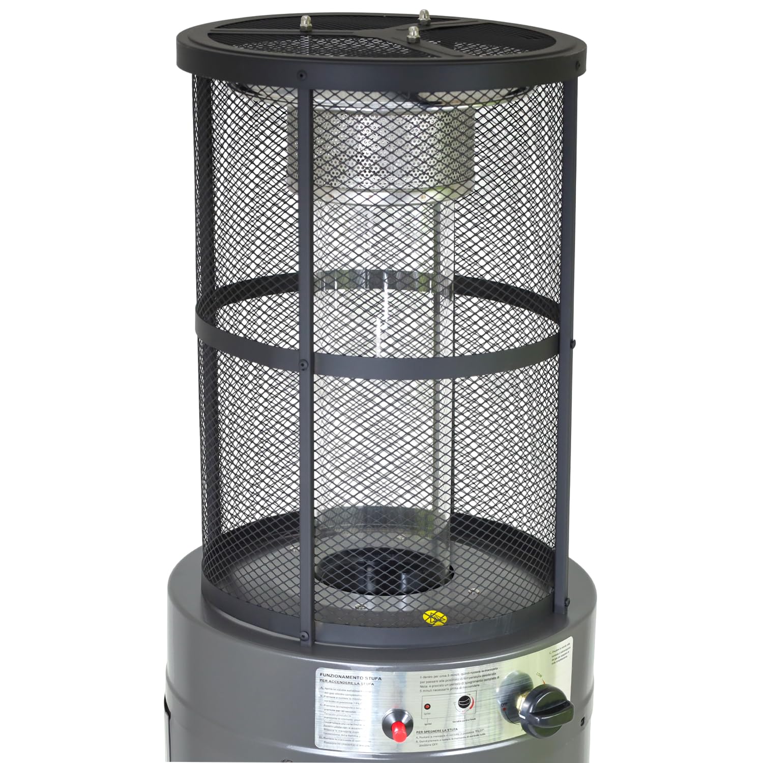 Marvin Stufa a Fungo GPL da Esterno con Fiamma Visibile, Cilindro in Vetro, Portatile, Riscaldamento da Giardino per Terrazzo Bar Ristorante