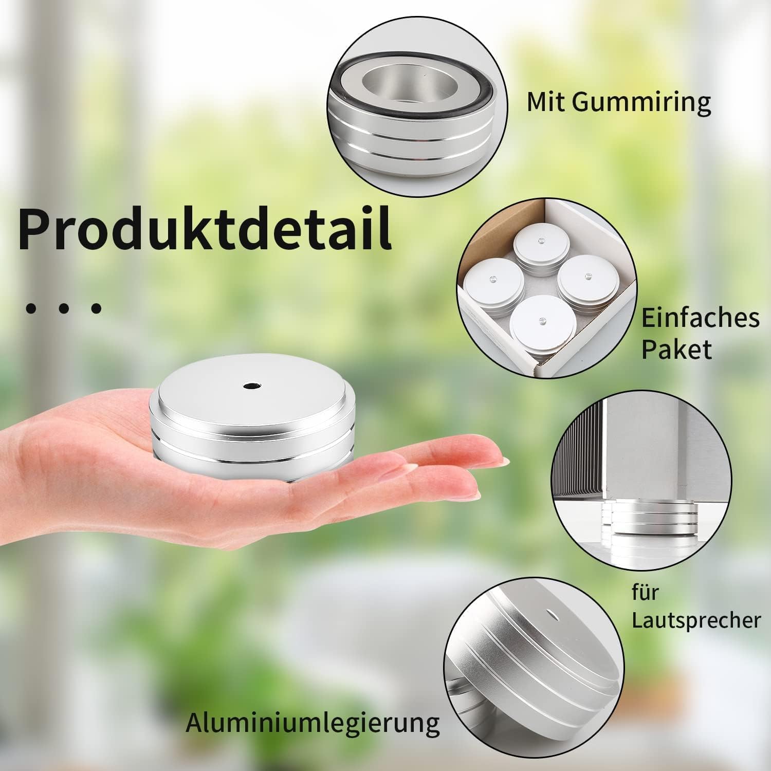 Piedini ammortizzatori HiFi in alluminio 58 x 22 mm per altoparlante argento