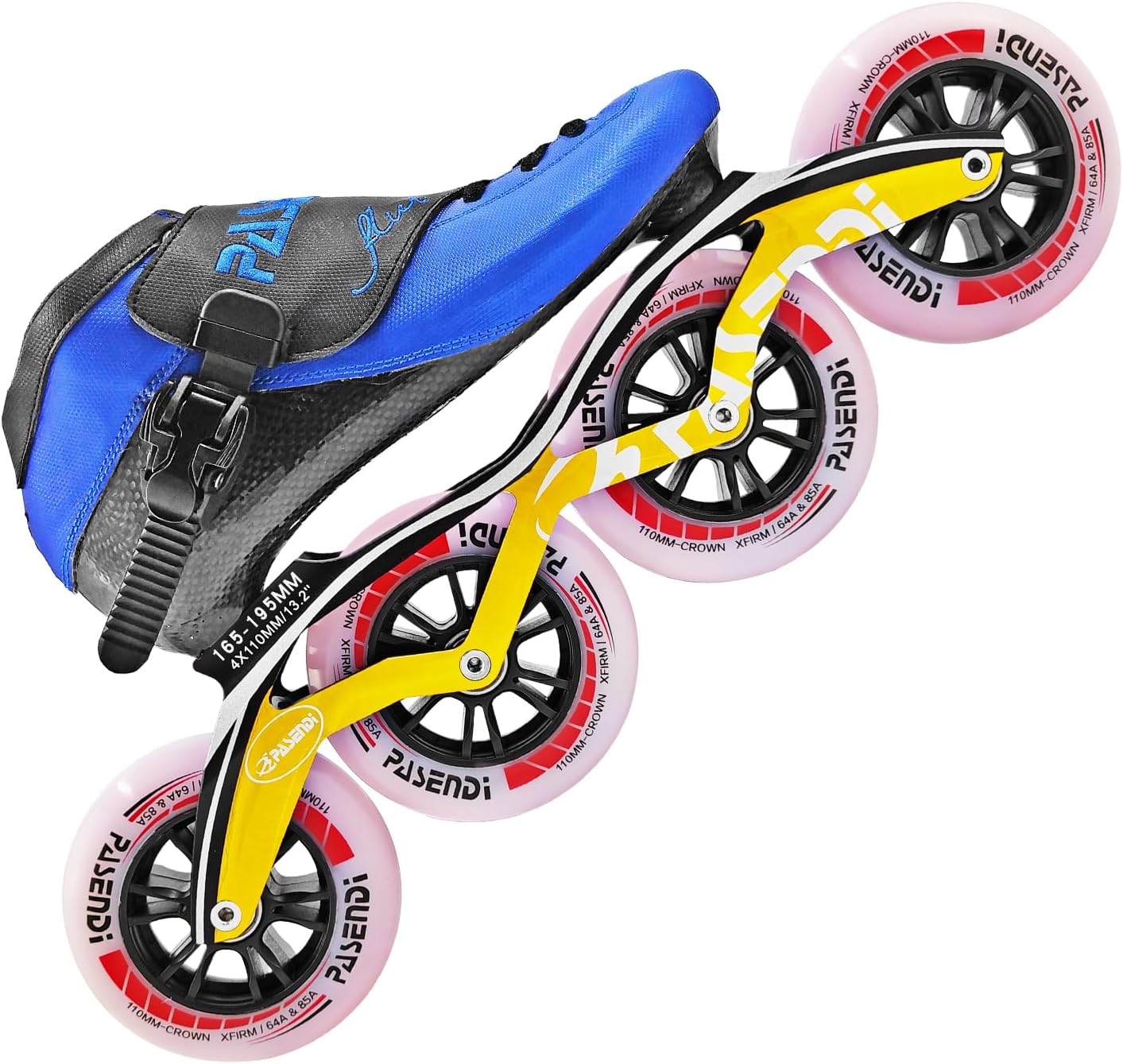 Professional Carbon Fiber Inline Speed Skates Adult for Women and Mens, Outdoor Fitness Skating Roller Skates,Dual Hardness Wheels, 4X110 Wheels Single Row Racing Skates, Blue Black