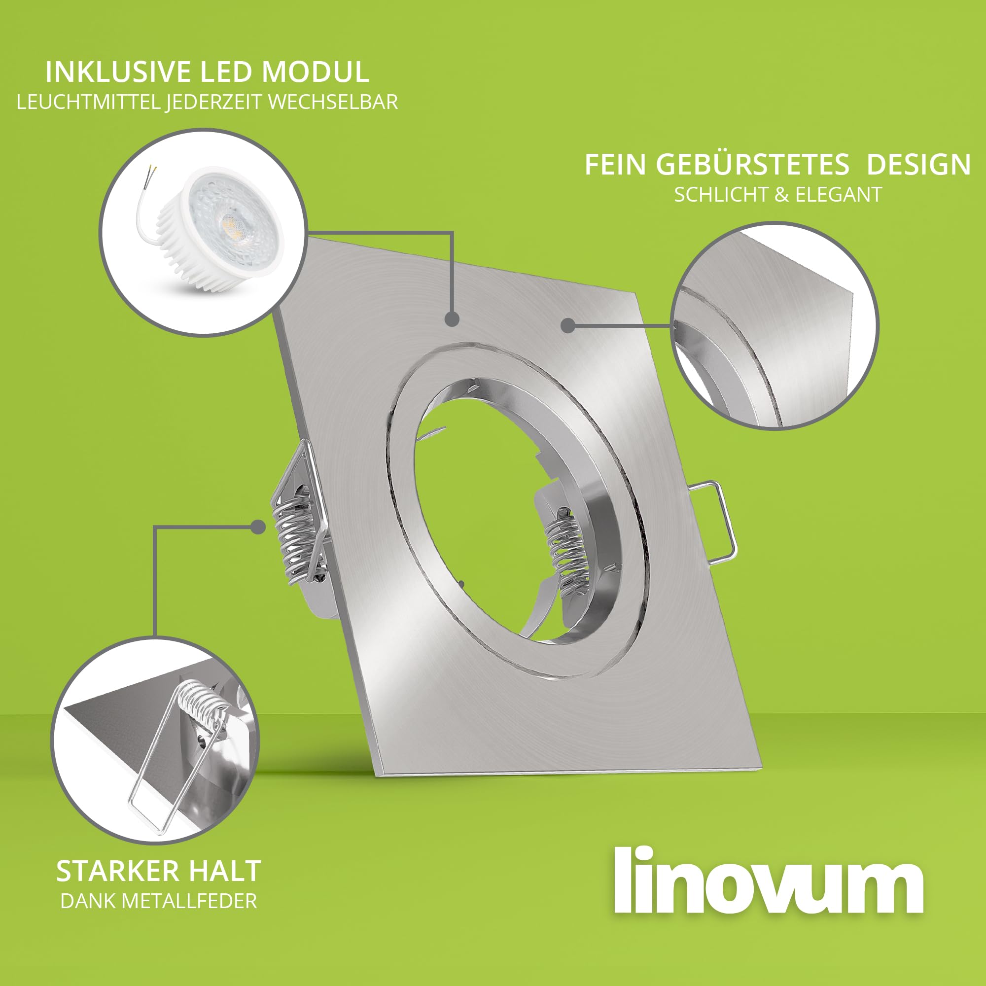 Spot LED Encastrable Carré MCOB Module 2700 K & 4000 K, 10er-set