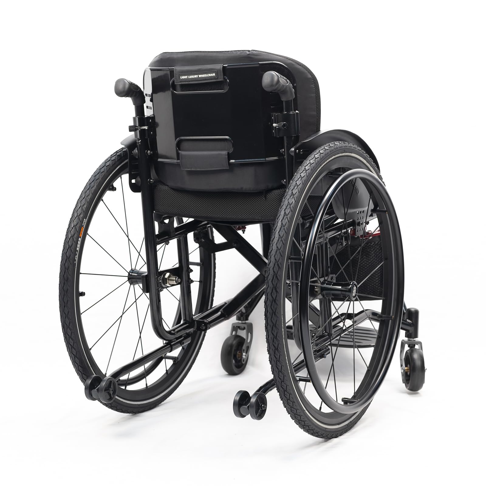 Silla de ruedas deportiva ultraligera, silla de ruedas manual plegable todo terreno con frenos de mano, aleación de aluminio autopropulsada, portátil, reposapiés ajustable y altura del asiento