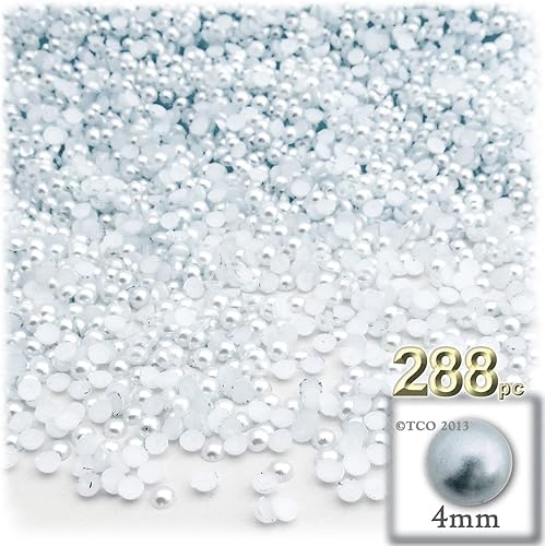 Miniatura 4 de 288 cuentas de media cúpula con acabado perlado, redondas, 0.157 in, color negro