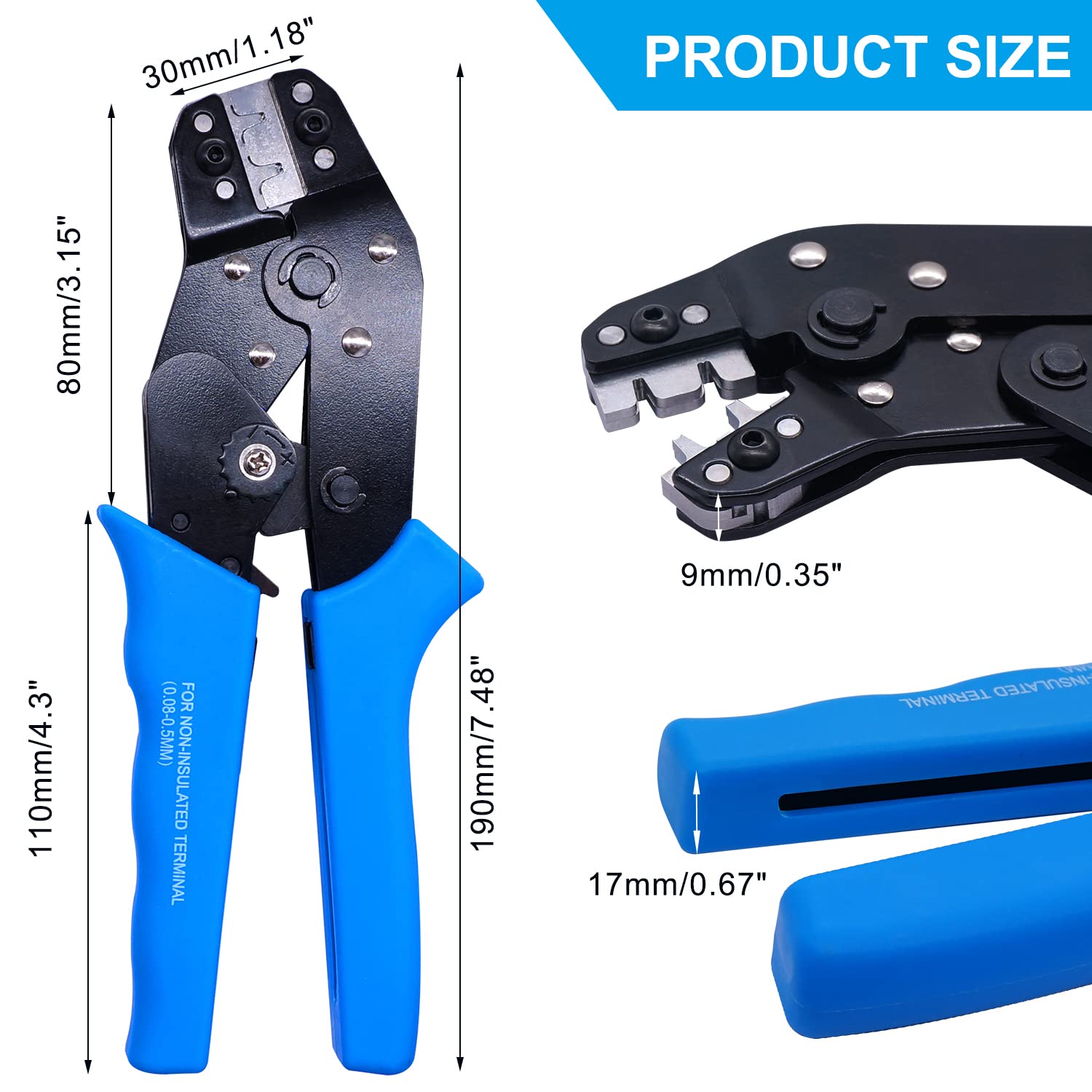Taiss JST Crimping Tool,Dupont Crimping Tool,JST Crimping Tool Set,Dupont Crimper,Ratcheting Wire Crimper for JST Connector XH 2.54mm,PH2.0,D-sub Terminals,(0.08-0.5mm² 28-20AWG) - Image 4