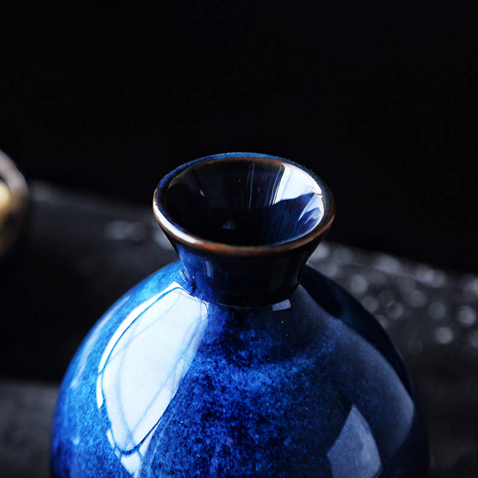 Set Da Sake In Vetro Borosilicato – 5 Pezzi, Brocca 310 Ml E 4 Tazze, Elegante Blu Trasparente