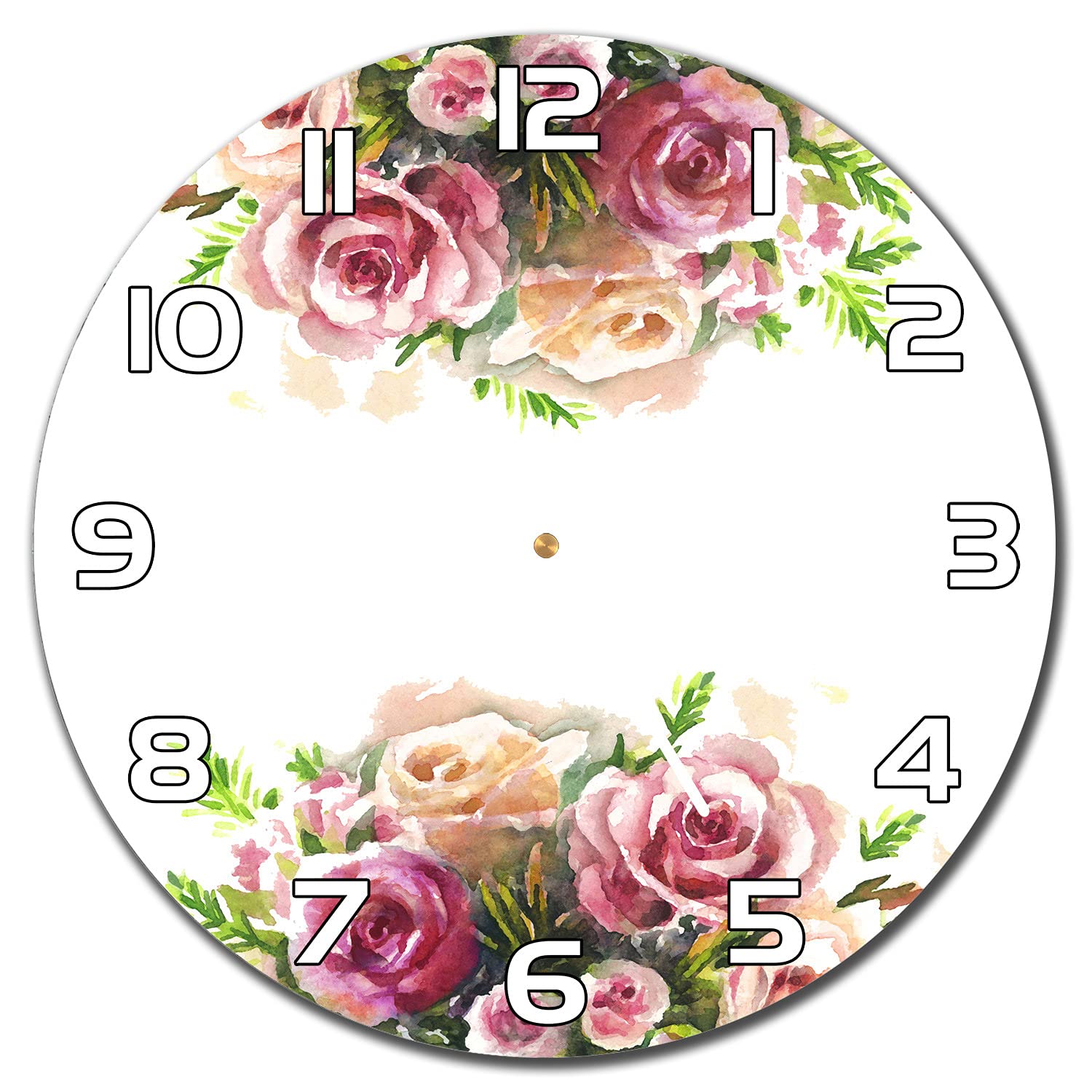 Horloge murale cuisine et salon en verre trempé floral 30cm
