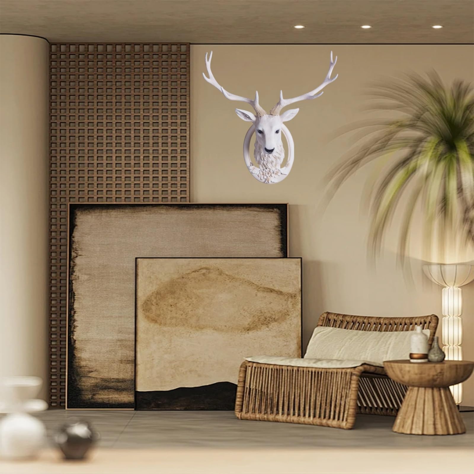 Decorazione da parete a forma di testa di cervo, grande testa di animale in resina, da appendere alla parete, decorazione per la casa, design realistico