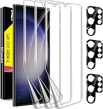 Milomdoi [3+3Stück] Schutzfolie für Samsung Galaxy S23 Ultra 5G Folie Screen Protector 3 Stück Displayschutz 3 Stück Panzer Schutz Glas Kameraschutz Panzerfolie schutzglas kamera hülle 5g zubehör