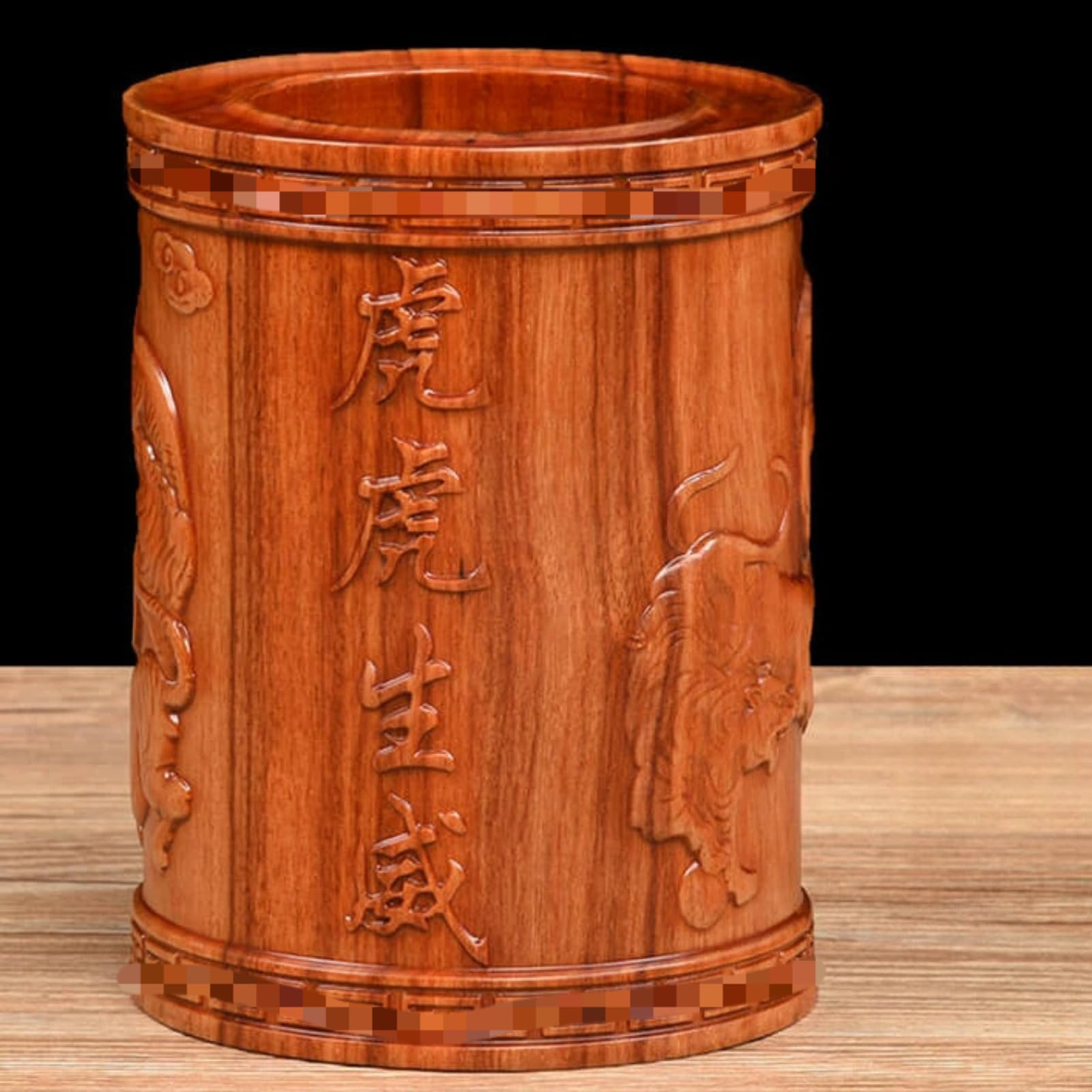 Stifthalter aus Massivholz, 15 cm, Mao-Stifthalter, antikes Ornament