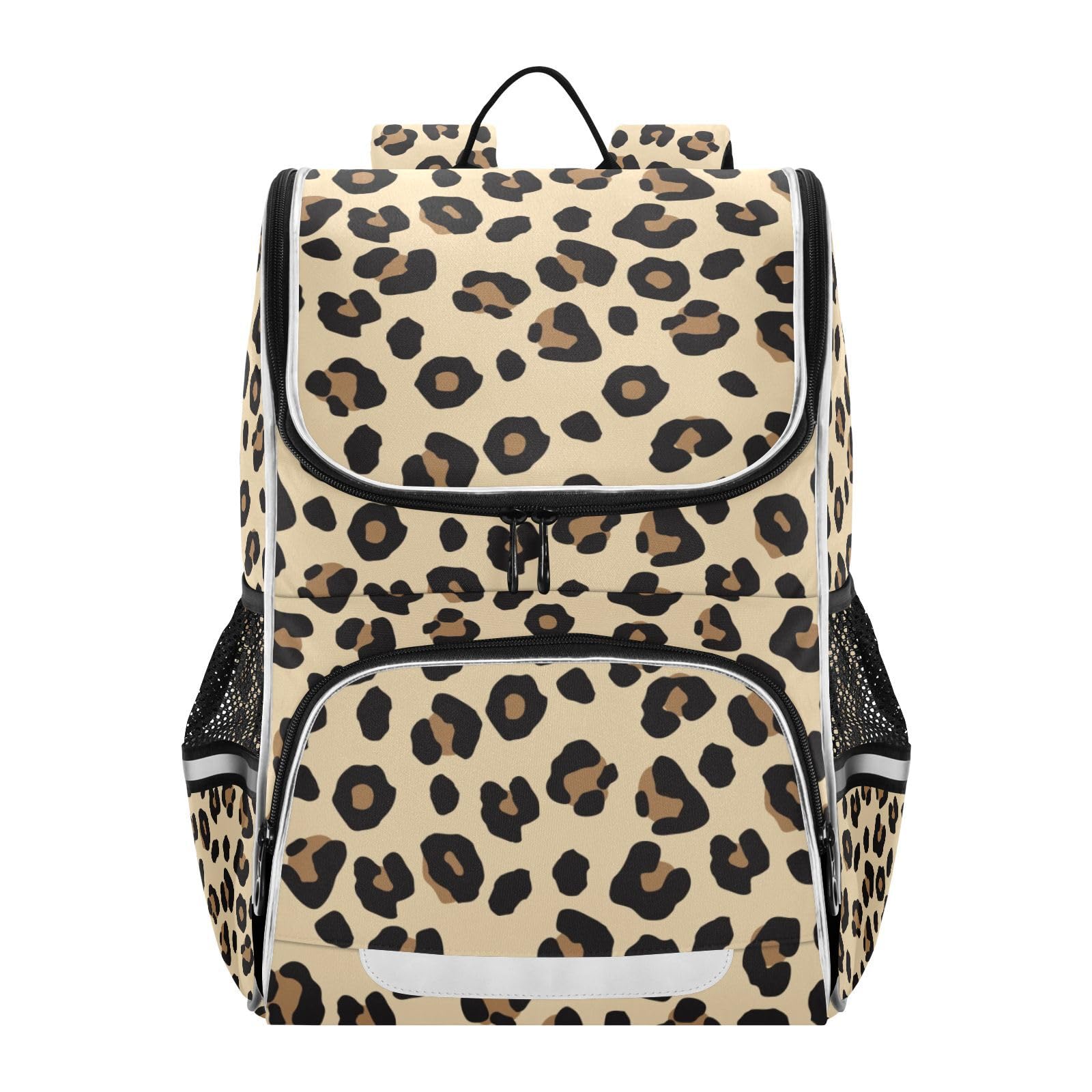 MUCEXQ Leopard Print School Backpack For Girls Boys Elementary Bookbag With Reflective Strips