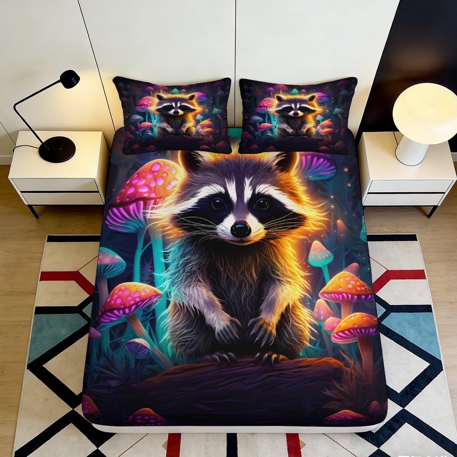 3D Printed Cartoon Monkey Fitted Sheet Microfiber Deep Pocket Non-Slip Bedroom Monkey Mattress Fitted Cover for Adults Teens 200x200x25cm