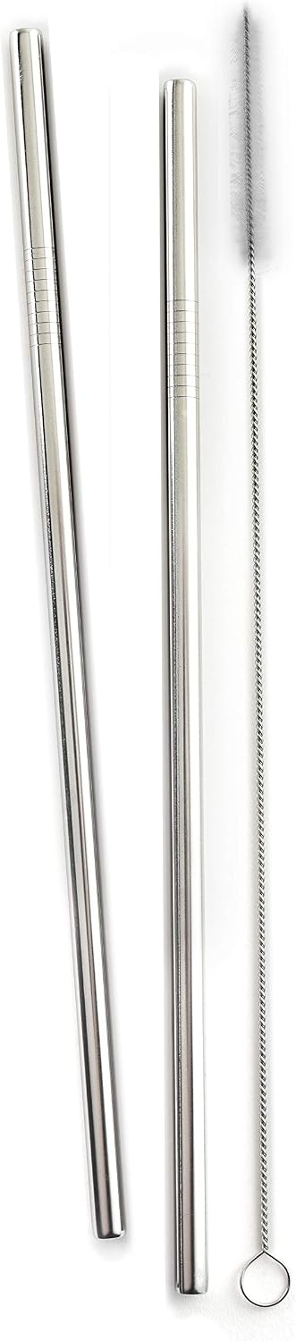 Norpro Stainless Steel 11-Inch Drinking Straws with Cleaning Brush