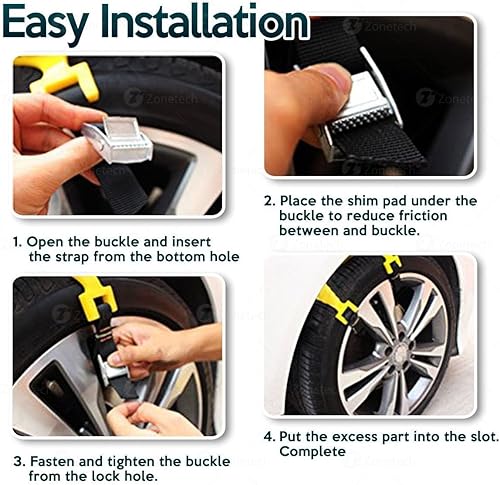 Miniatura 3 de Zone Tech - Cadenas de nieve para automóvil, de alta calidad, fuertes, duraderas, para todas las estaciones, antideslizantes, cadenas de neumáticos