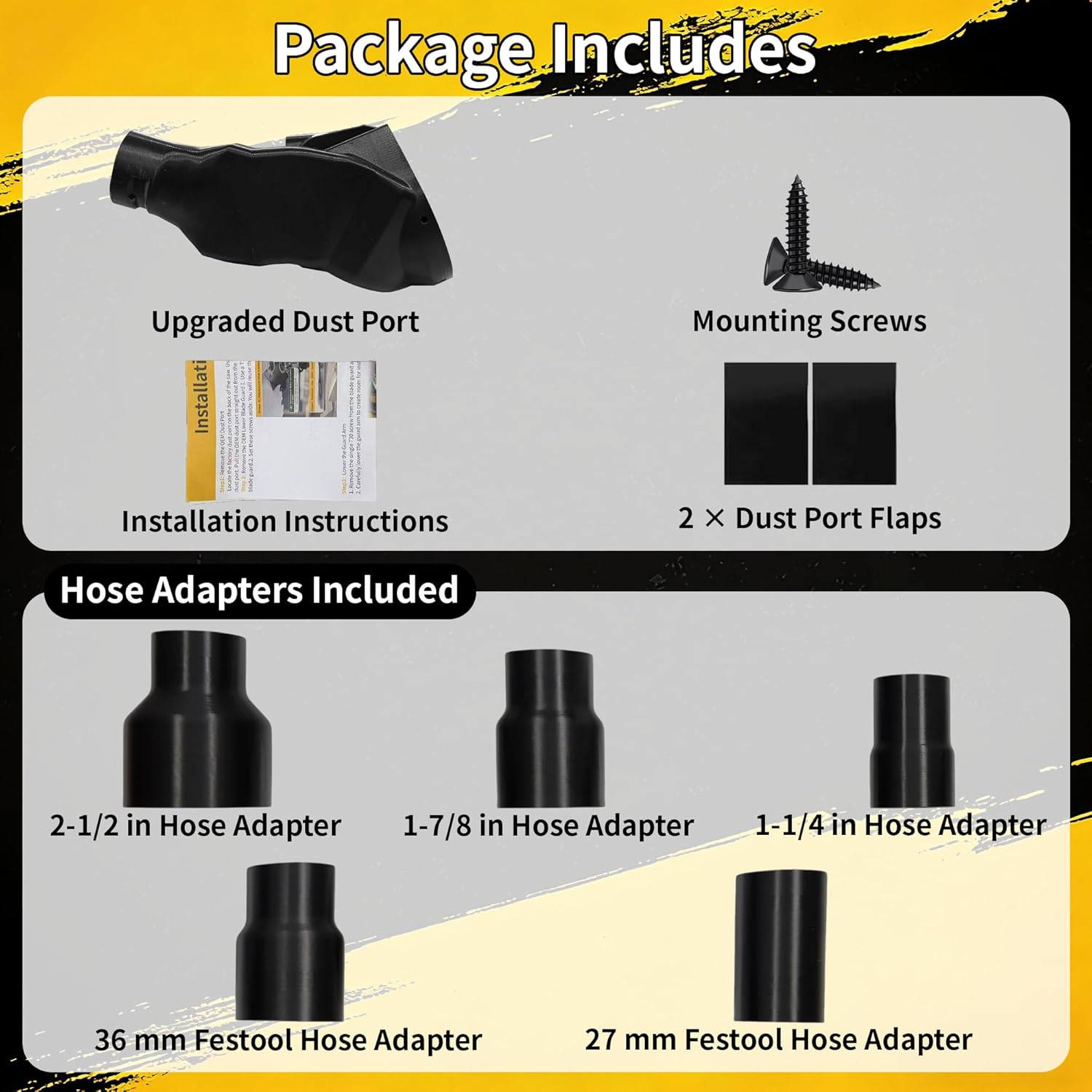 Miter Saw Dust Collection Adapter for DeWalt DWS779 & DWS780, 5-in-1 Vacuum Hose Connector, Improved Dust Collector Upgrade, Fits 12-Inch Sliding Miter Saw Accessories