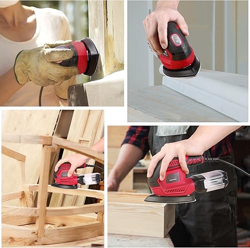 Miniatura 4 de Lijadora de detalles de 200 W tiene 2 almohadillas de pulido, 14000 RPM, lijadora eléctrica compacta con 20 piezas de papel de lija, lijadoras