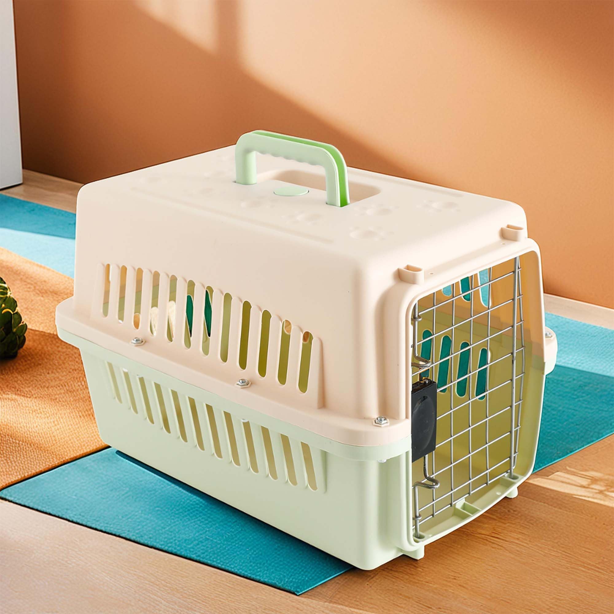 Kuber Industries 48x31x31 CM Strong Metal Heavy Duty Cat & Dog Cage for Large Dogs | Dog Crate, Kennel & Rabbit House/Shelter | Plastic Portable Pet Travel Carrier Cage | New Green