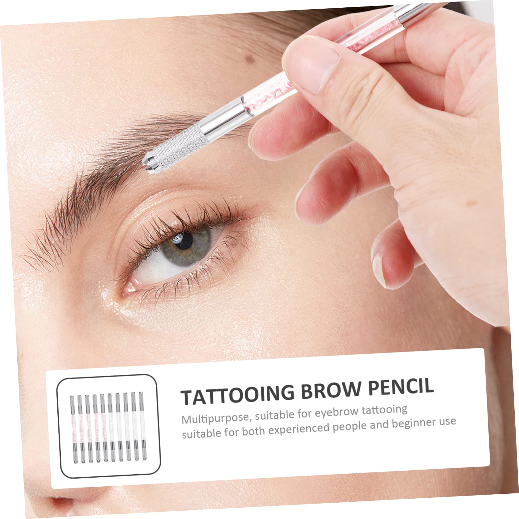 VALICLUD Penne per Microblading Decorazione per Sopracciglia Doppia Punta Set 10 Pezzi Facile da Impugnare in Abs, Decorazione, per Principianti ed Esperti Principianti ed Esperti