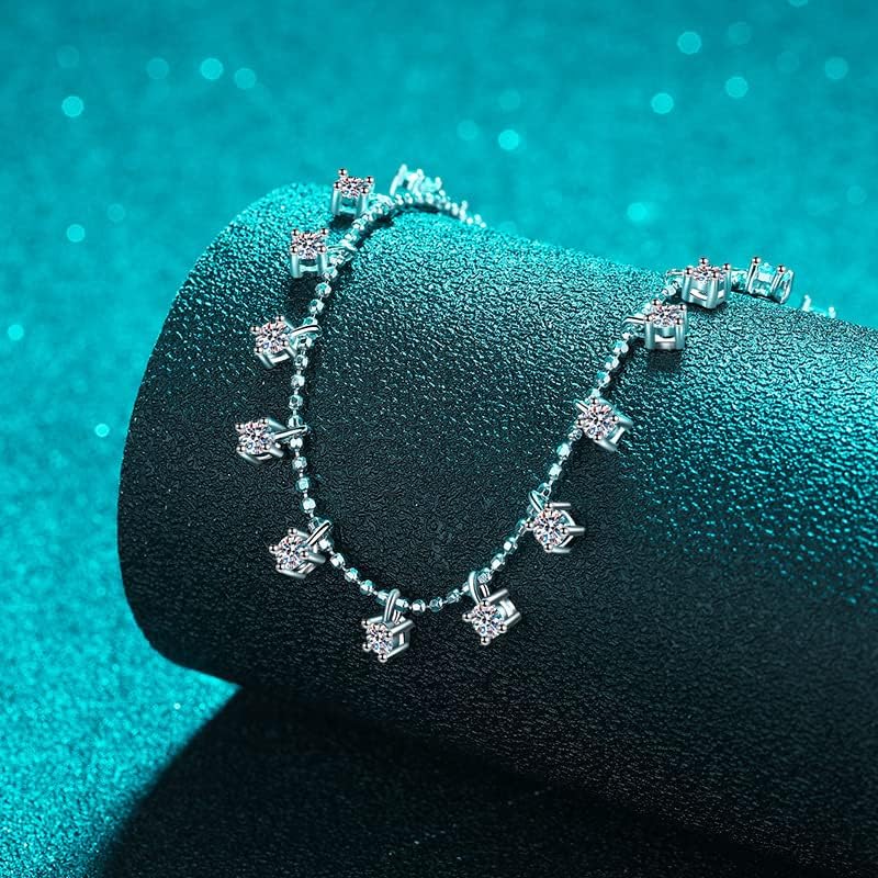 Miniatura 2 de Collar de tenis de moissanita de 3 a 9 quilates para mujer, collar de diamantes de plata de ley 925 con chapado en oro blanco de 18 quilates chapado