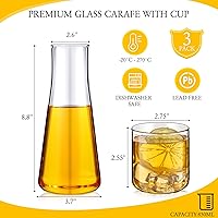 Vista 4 de Jarra de agua de noche de 28.7 fl oz con juego de vidrio, jarra de agua de noche transparente con taza, mesita de noche, decantador de enjuague