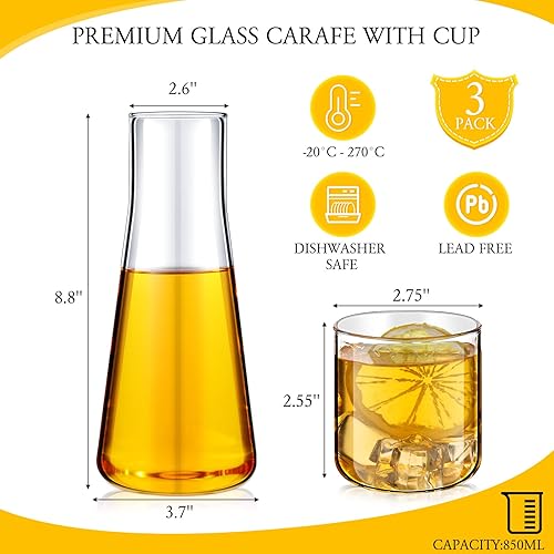 Miniatura 4 de Jarra de agua de noche de 28.7 fl oz con juego de vidrio, jarra de agua de noche transparente con taza, mesita de noche, decantador de enjuague